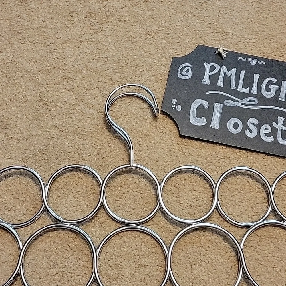 Metal Scarf Belt Tie Organizer Silver